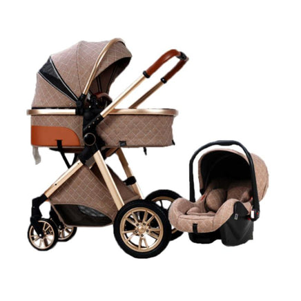 My Mom And Me - 3 in 1 Foldable Baby Stroller Travel System - Khaki