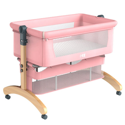 Co Sleeper Baby Cot - Pink, Beech & aluminum alloy & flax & mesh, age: 0 to 24 months