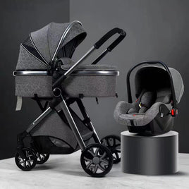 My Mom And Me - 3 in 1 Foldable Baby Stroller Travel System - Black/Smokey Grey