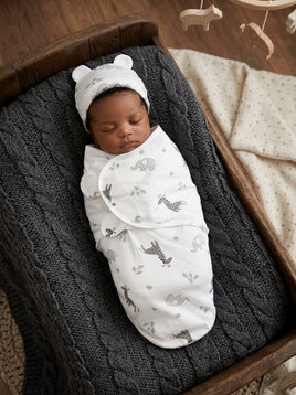 2pc Baby Swaddling Blanket - Elephant & Giraffe