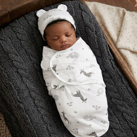 2pc Baby Swaddling Blanket - Elephant & Giraffe