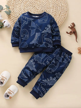 Baby Boy Dinosaur Print Pullover & Sweatpants