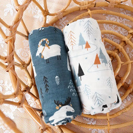 2-Pack Silky-Soft Bamboo Muslin Swaddles - Nordic Mountains (Large)