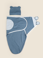 2pc Solid Colour Baby Swaddling Blanket - Blue