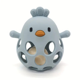 Silicone Chick Teething Toy with Rattle - Light Blue