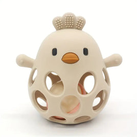Silicone Chick Teething Toy with Rattle - Beige