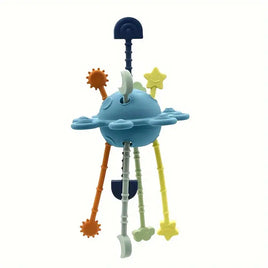 Silicone Baby Pull Activity Toy - Blue