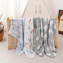 4-Pack Silky-Soft Bamboo Muslin Swaddles - Woodland Animals