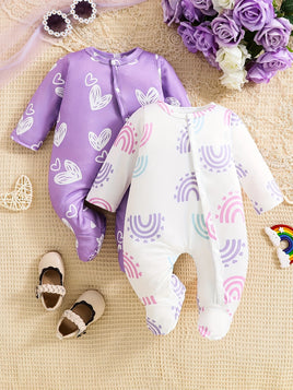 2PC Long Sleeve Footed Rompers