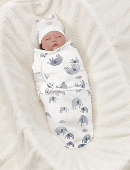 2pc Baby Swaddling Blanket - Elephants