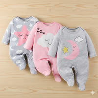3PC Baby Romper Set - Clouds & Stars