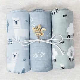 3-Pack Silky-Soft Bamboo Muslin Swaddles - Alpaca & Friends (Large)