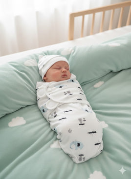 2pc Baby Swaddling Blanket - Blue Elephant