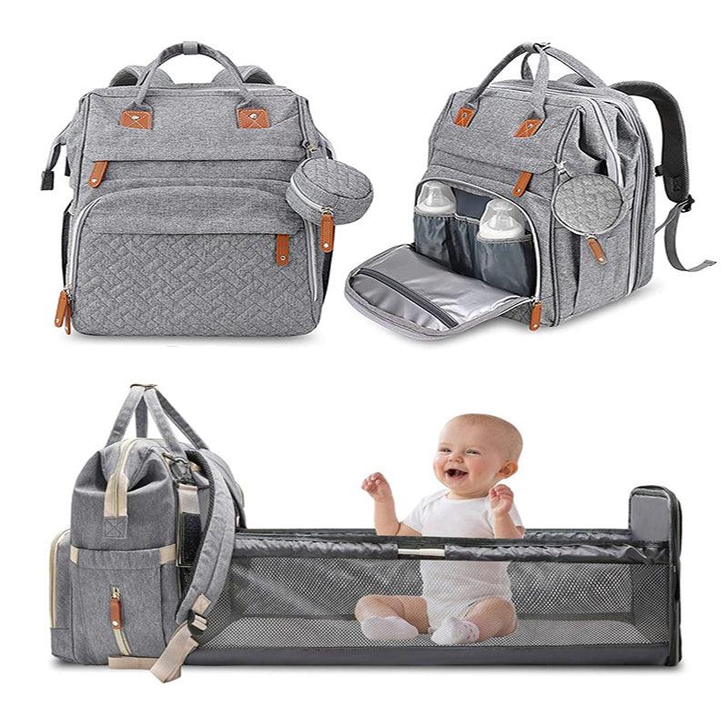 Multi Function Baby Bag Backpack Grey| My Mom And Me