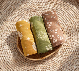 3-Pack Silky-Soft Bamboo Muslin Swaddles - Boho Desert (Large)