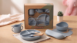 Baby Silicone Feeding Set - Dark Blue