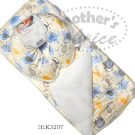 Baby Travel Blanket And Pillow - Blue & Yellow Elephants