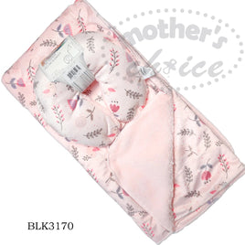 Baby Travel Blanket And Pillow - Floral Bird