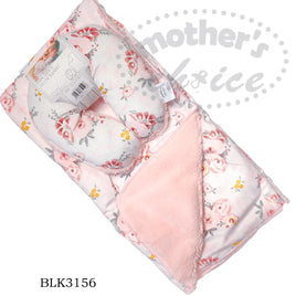 Baby Travel Blanket And Pillow - Pink Rose