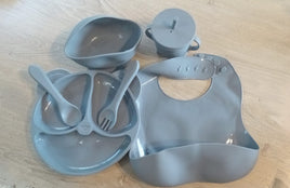 Eco-Friendly Silicone Baby Feeding Set - Grey