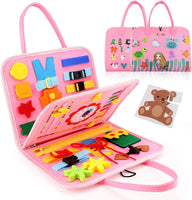 Sensory & Educational Toddler Busy Board - Pink