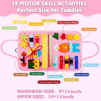 Sensory & Educational Toddler Busy Board - Pink