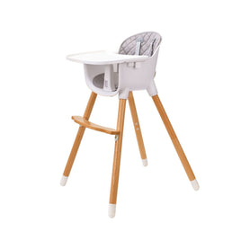 Wooden High Chair - Grey