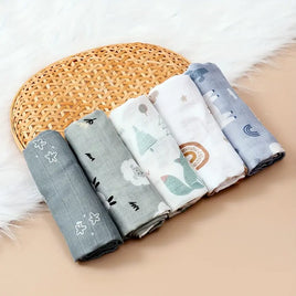 5-Pack Silky-Soft Bamboo Muslin Swaddles - Woodland & Sky