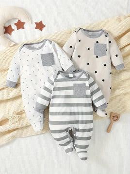 3PC Baby Romper Set - Stripes & Stars