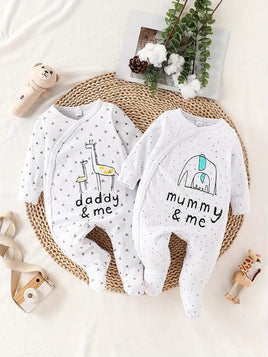 2PC Newborn Long Sleeve Footies - Mom & Dad