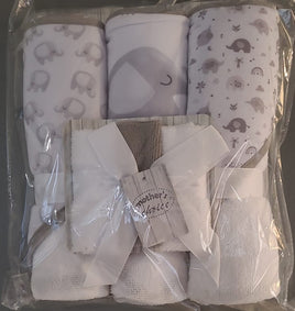 Hooded Towel & Facecloth Set (6 Pieces) - Love Grey