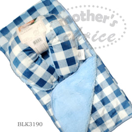 Baby Travel Blanket And Pillow - Checkered Blue