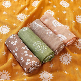5-Pack Silky-Soft Bamboo Muslin Swaddles - Earthy