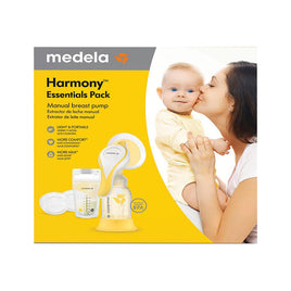 Medela - Harmony Essentials Pack – Manual Breast Pump Set, silicone teat with protective cap, 4 breast milk storage bags, 4 ultra-thin nursing pads