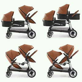 Belecoo Luxury Eggshell Twin Baby Stroller - Brown