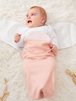 1pc Solid Colour Baby Swaddling Blanket - Pink