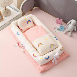 Baby Nest Portable Bassinet With Baby Blanket - Rainbows