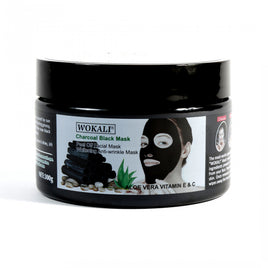 WOKALI - Charcoal Black Mask with Aloe Vera, Vitamin E & C (300g)