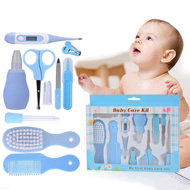 Baby Healthcare & Grooming Kit - Blue , Baby scissors. 1 x Nail clipper. 1 x Tweezers. 1 x Nasal aspirator. 1 x Dropper feeder. 1 x Body thermometer. 1 x Comb. 1 x Brush.