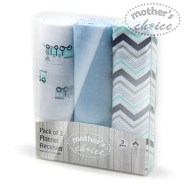 3 Pack Baby Flannel Receiver Blanket - Boys Train