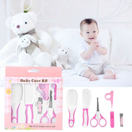 Baby Healthcare & Grooming Kit - Pink , Baby scissors. 1 x Nail clipper. 1 x Tweezers. 1 x Nasal aspirator. 1 x Dropper feeder. 1 x Body thermometer. 1 x Comb. 1 x Brush.