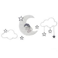 Cabbage Creek 5 Piece Baby Cot Linen Set  - Grey Bear On The Moon