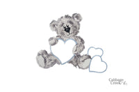 Cabbage Creek 3 Piece Baby Cot Linen Set - Grey Teddy & Blue Heart