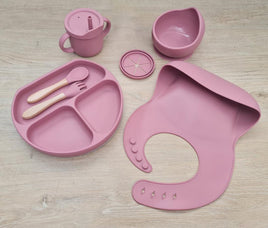 Eco-Friendly Silicone Baby Feeding Set - Dark Pink