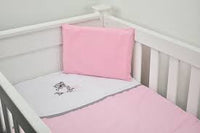 Cabbage Creek 3 Piece Baby Cot Linen Set - Grey Teddy & Pink Heart