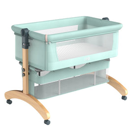 Co Sleeper Baby Cot - Green, Beech & aluminum alloy & flax & mesh, age: 0 to 24 months