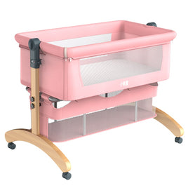 Co Sleeper Baby Cot - Pink,  Beech & aluminum alloy & flax & mesh, age: 0 to 24 months