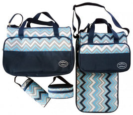 Multi Function Baby Bag Set - Blue Zig Zag