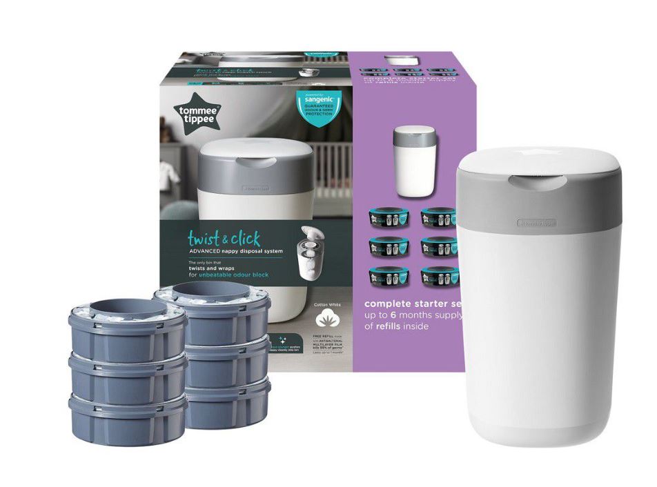 Tommee Tippee Sangenic Twist Click Starter Kit Cotton White