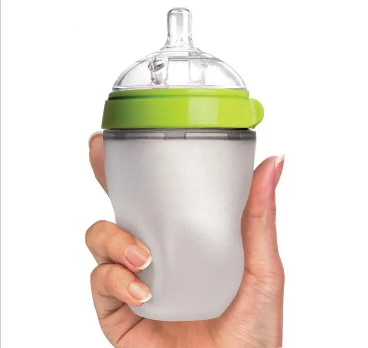 Silicone Natural Feeding Baby Bottle Green 240ml| My Mom And Me